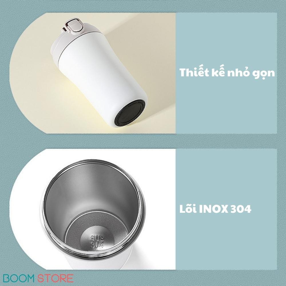 Ly giữ nhiệt coffee cao cấp mini INOX 304 có ống hút 400ml Boom Store