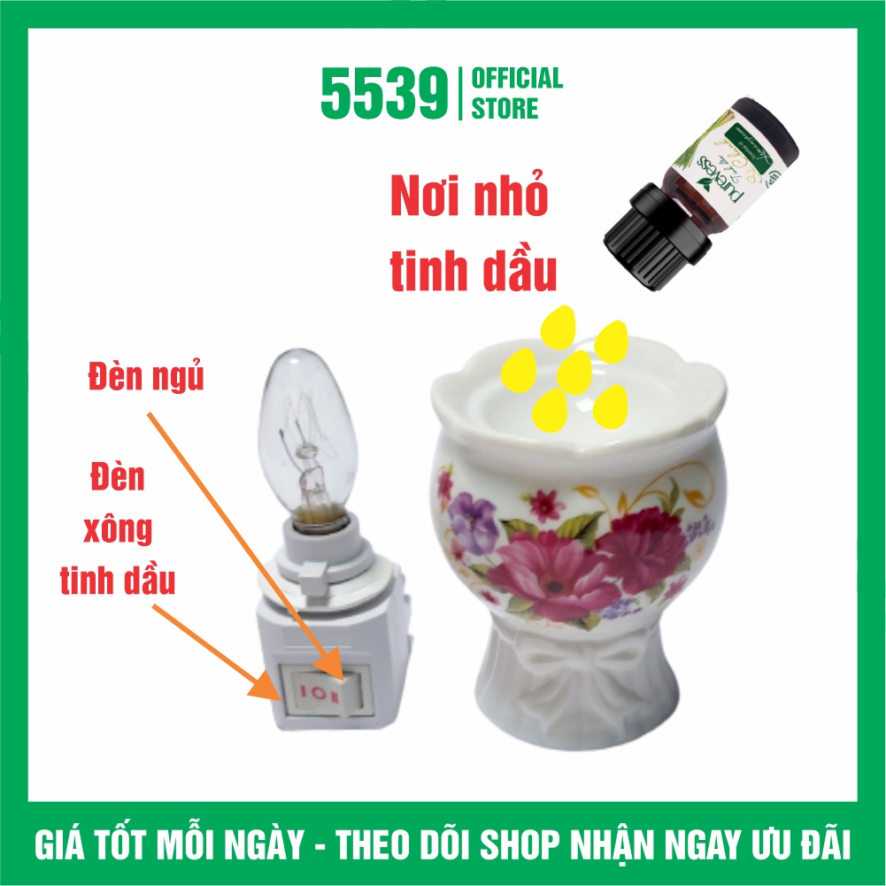 Đèn ngủ xông tinh dầu ⚡️ FREESHIP ⚡️ Đèn ngủ xông tinh dầu cắm tường tặng kèm tinh dầu sả 10 ml - Shop 5539