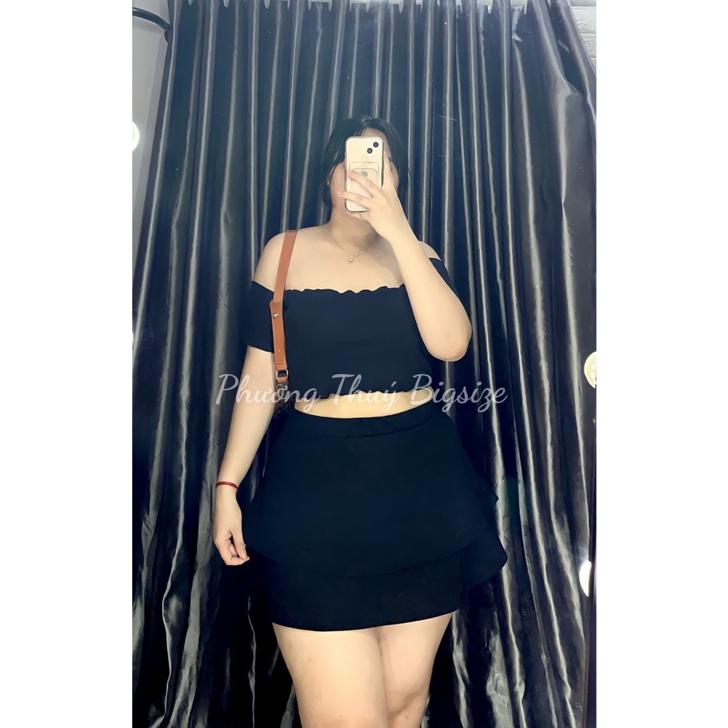 Áo trễ vai form croptop chất thun gân co giãn nữ bigsize