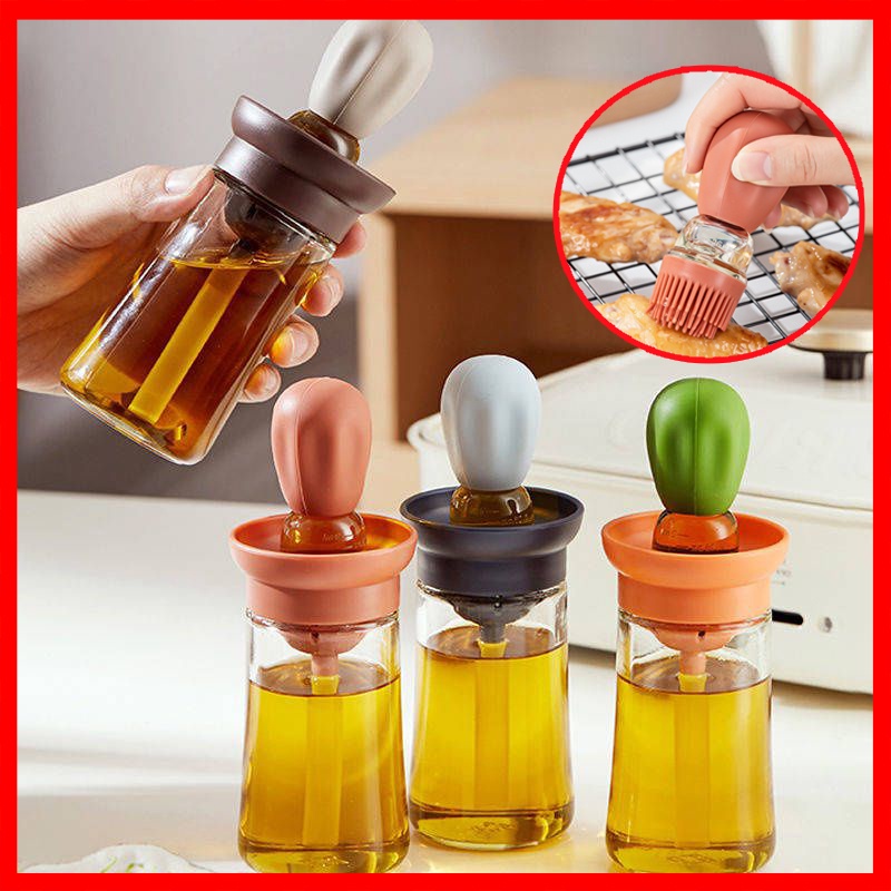 Lọ đựng dầu ăn 2in1 tặng kèm cọ quét dầu silicon chịu nhiệt cao
