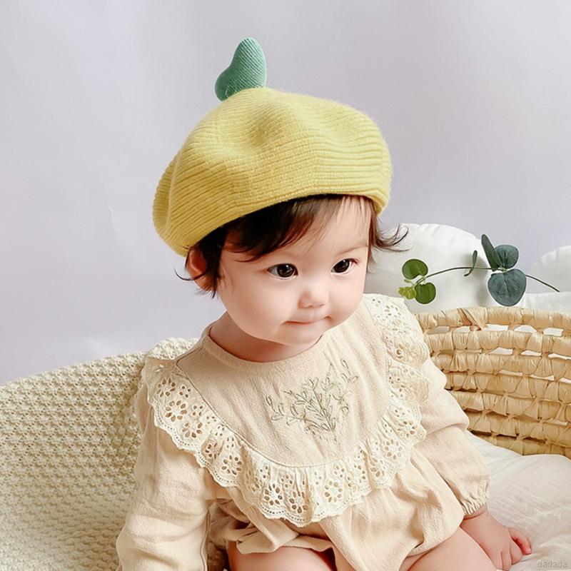 Mũ beret chất liệu vải 3 chiều len dệt phong cách Hàn Quốc dễ thương cho bé gái