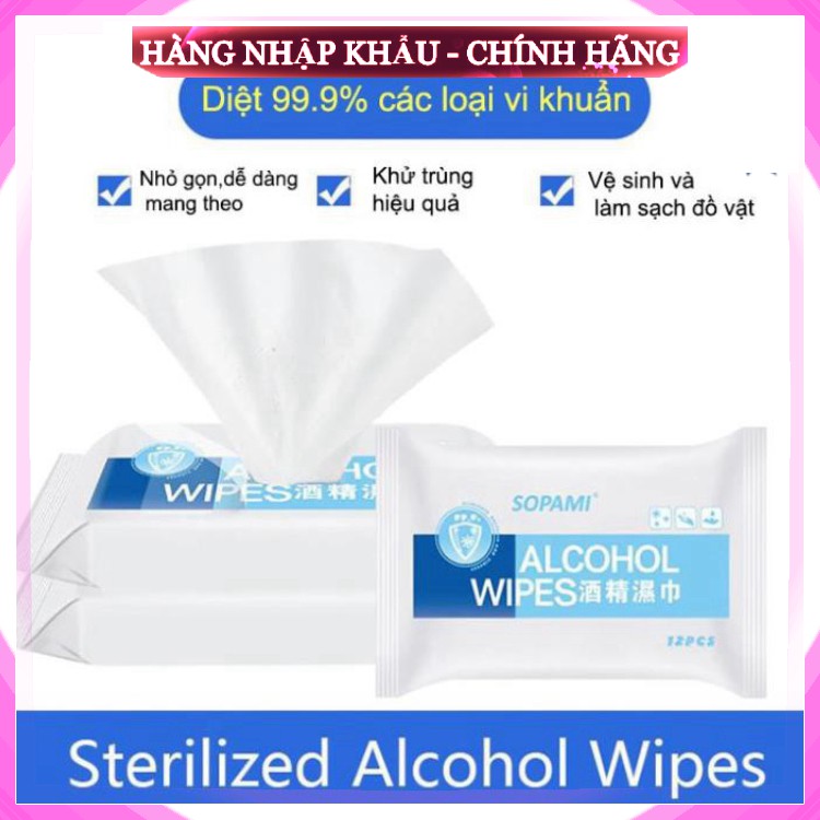 [Freeship - 1 Đổi 1] Bịch Khăn giấy ướt có cồn alcohol wipes diệt kháng khuẩn đa năng lau bếp .