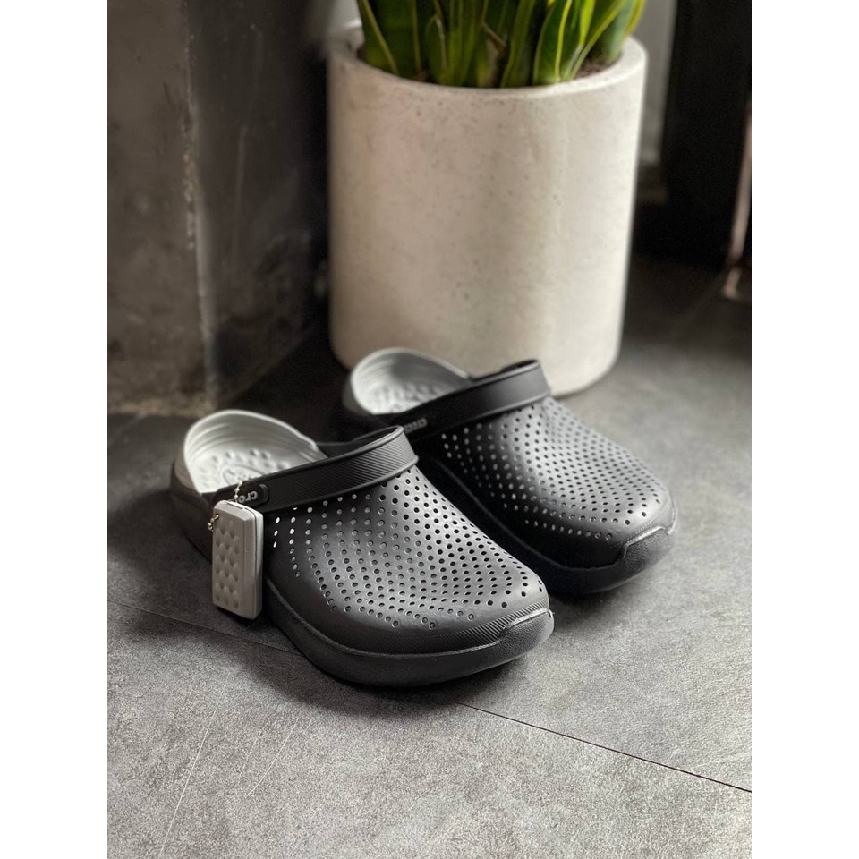 LC - Dép Cross Đẹp Mẫu Mới, Dép Sục Nam Nữ Literide Clog Màu Đen Đi Mưa Cao Cấp - Sấu Vui Vẻ