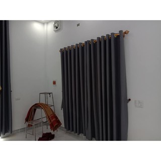 Bộ rèm chống nắng Ngang 3m Cao 2m2 chia 2 tấm kéo qua 2 bên & 2 dây vén rèm - Kiểu may khoen ore sang trọng