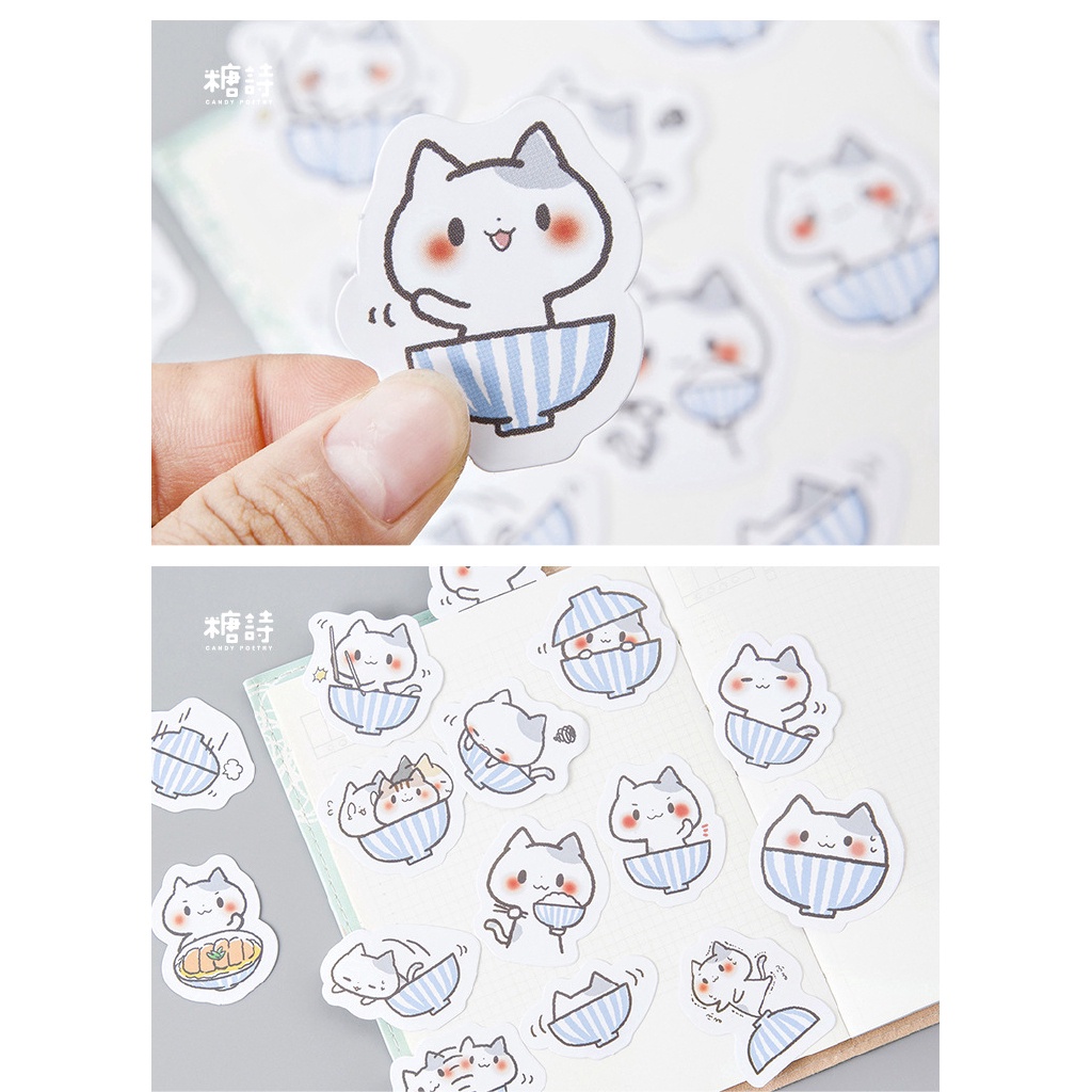 Set 45 Miếng Dán Trang Trí Hình Mèo Dễ Thương