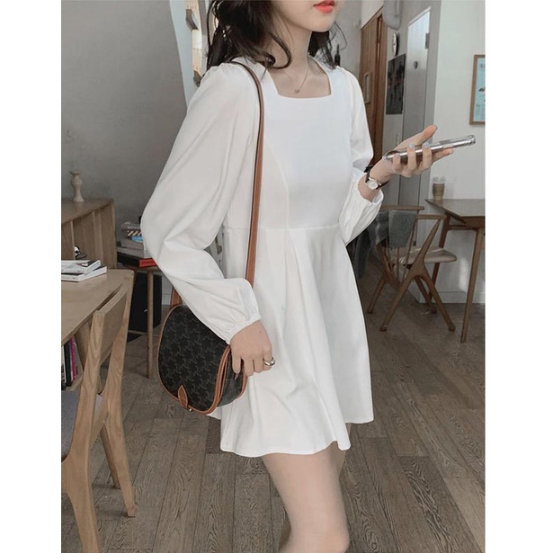 Đầm Tay Dài Thắt Eo Kiểu Dáng Đơn Giản 49606