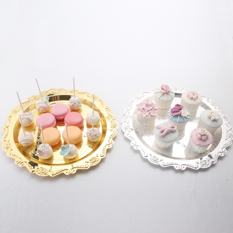 Đĩa Tròn Màu Vàng Kim 4 "/ 6" Đựng Trái Cây / Bánh Kẹo Tráng Miệng