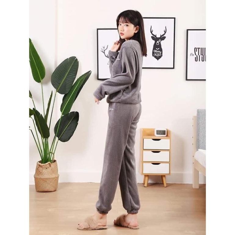 Bộ quần áo bông studio mặc nhà chất lông cừu siêu ấm