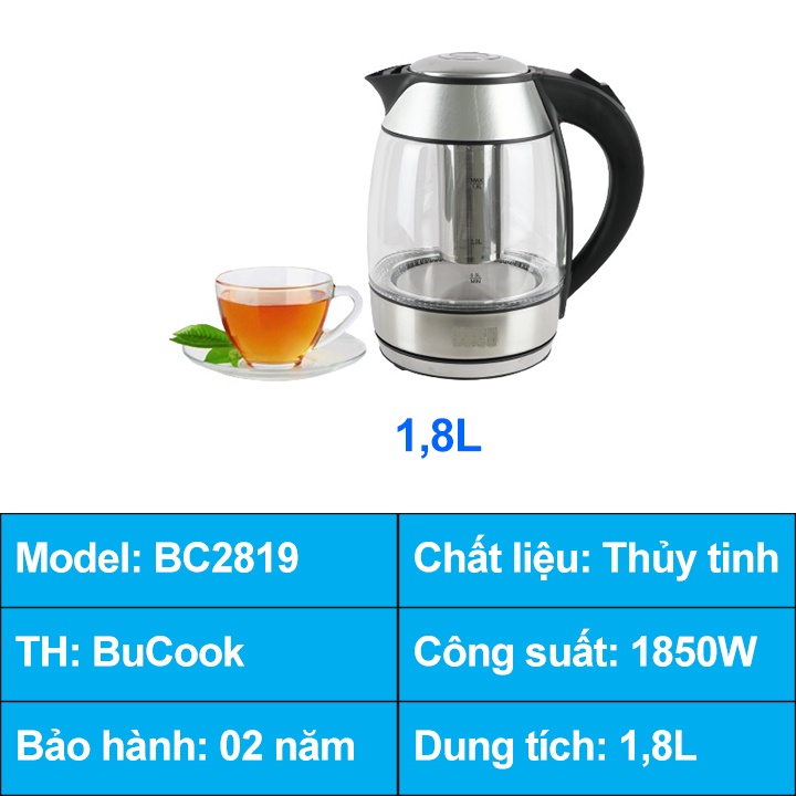 Ấm Đun Nước Siêu Tốc Công Nghệ Đức 1,8 - 2,5 L - Bình Đun Nước Siêu Tốc Thủy Tinh Chịu Nhiệt Siêu Bền