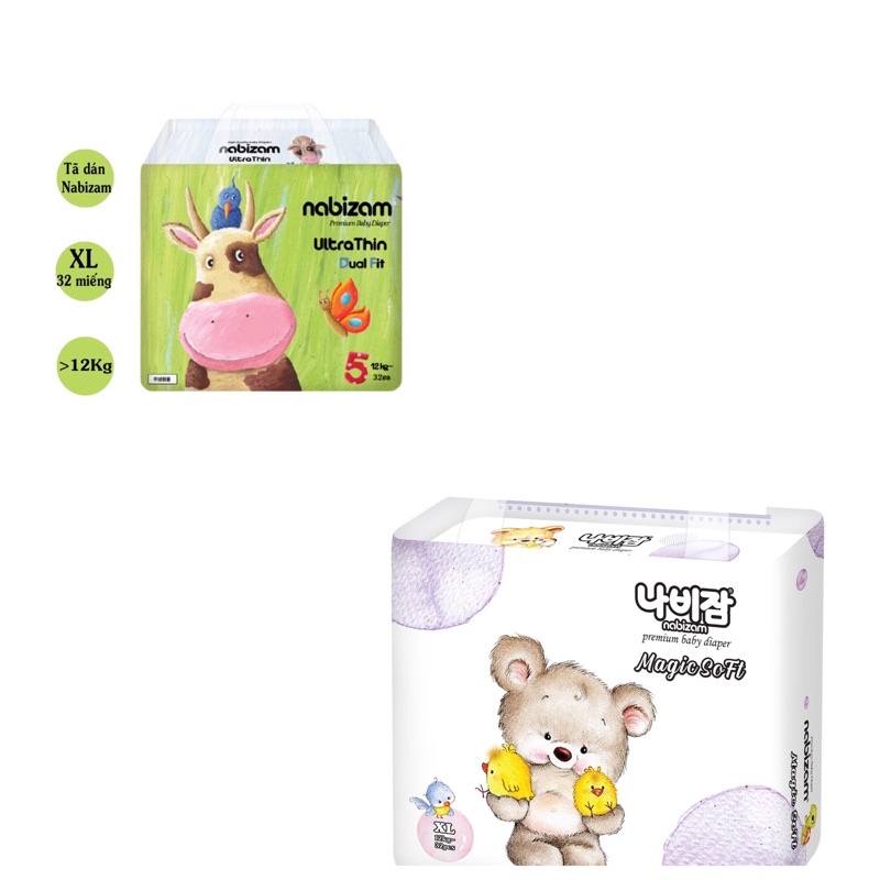 [QUÀ TẶNG HẤP DẪN] COMBO 3 Bịch Tã Bỉm Dán XL32 NABIZAM Magicsoft và Ultrathin Nội Địa Hàn Quốc 2022 Siêu Thấm hút