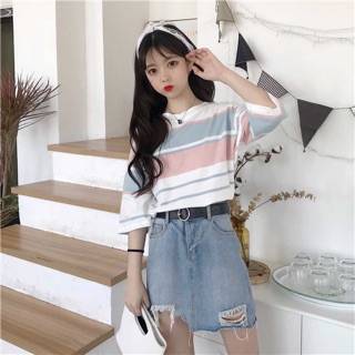 Áo thun kẻ(có ảnh thật ở cuối)