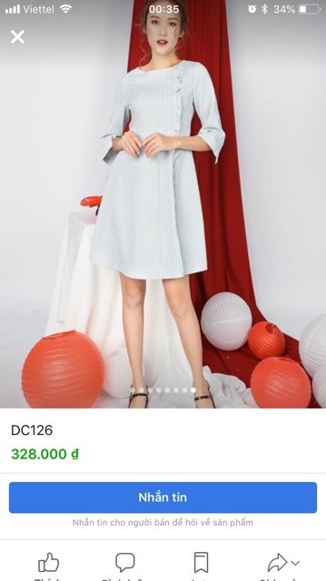 Đầm thiết kể sọc xanh
