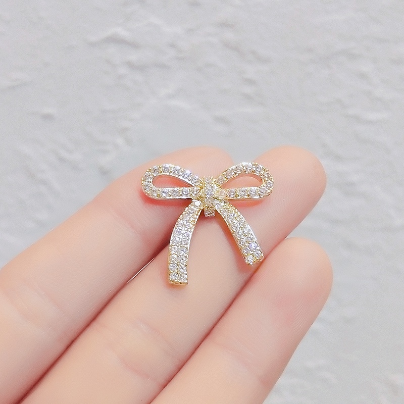 [Jiudolan] Ghim Cài Áo Sơ Mi Thắt Nơ Đính Đá Sáng Bóng Thanh Lịch Thời Trang Hàn Quốc Cho Nữ