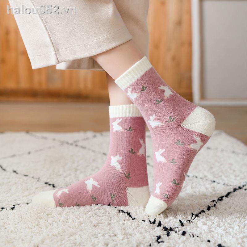 Tất cổ cao nữ vớ thời trang ABICA họa tiết chú thỏ đáng yêu chất vải dệt kim mềm mại thấm hút mồ hôi thoáng khí TD025