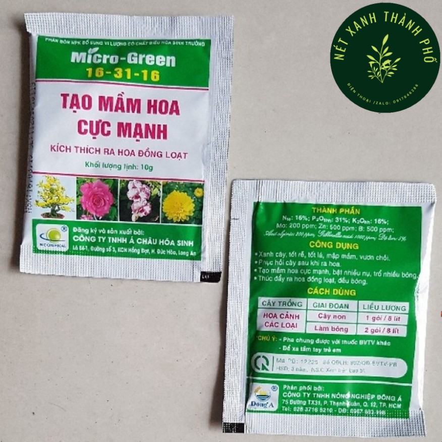 Phân Bón NPK Micro-Green Tạo Mầm Hoa Cực Mạnh - Kích Thích Ra Hoa Đồng Loạt 10g