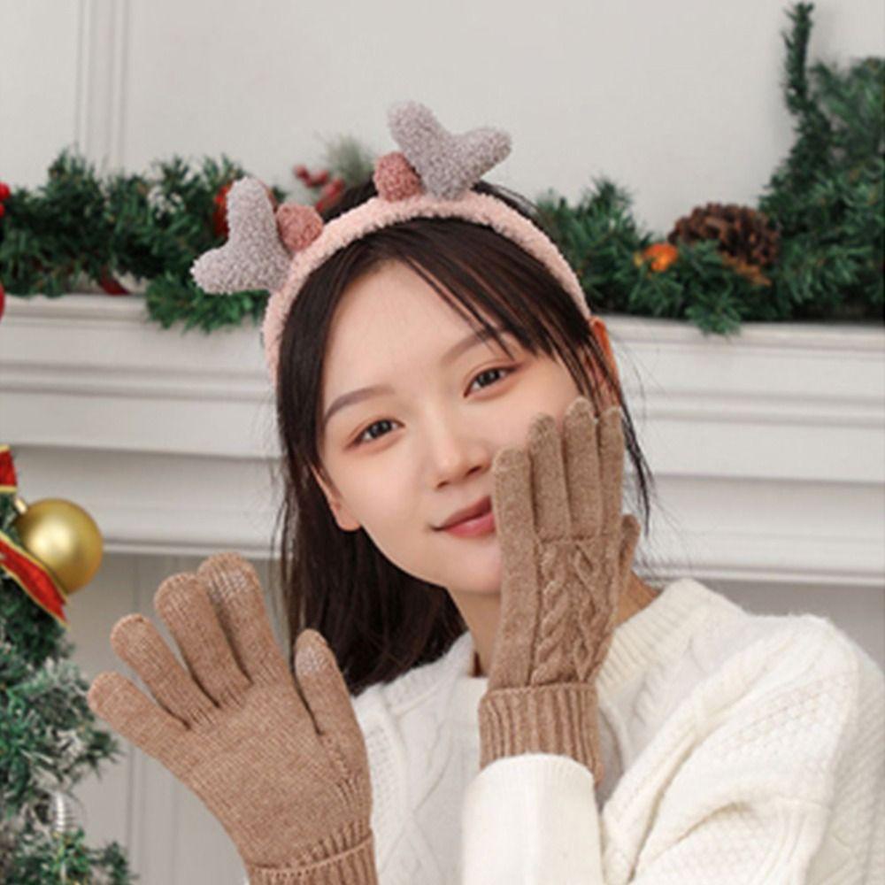 Găng Tay Dệt Kim Mềm Mại Ấm Áp Chống Gió Có Thể Dùng Màn Hình Cảm Ứng