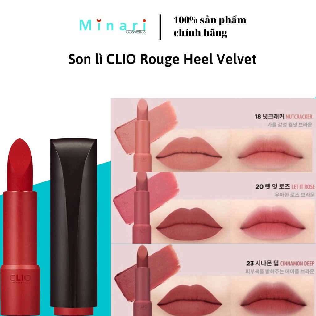 [BILL HÀN][ AUTH 100%] Son thỏi lì Clio Rouge Heel Velvet  #18, #20, #23 | BigBuy360 - bigbuy360.vn