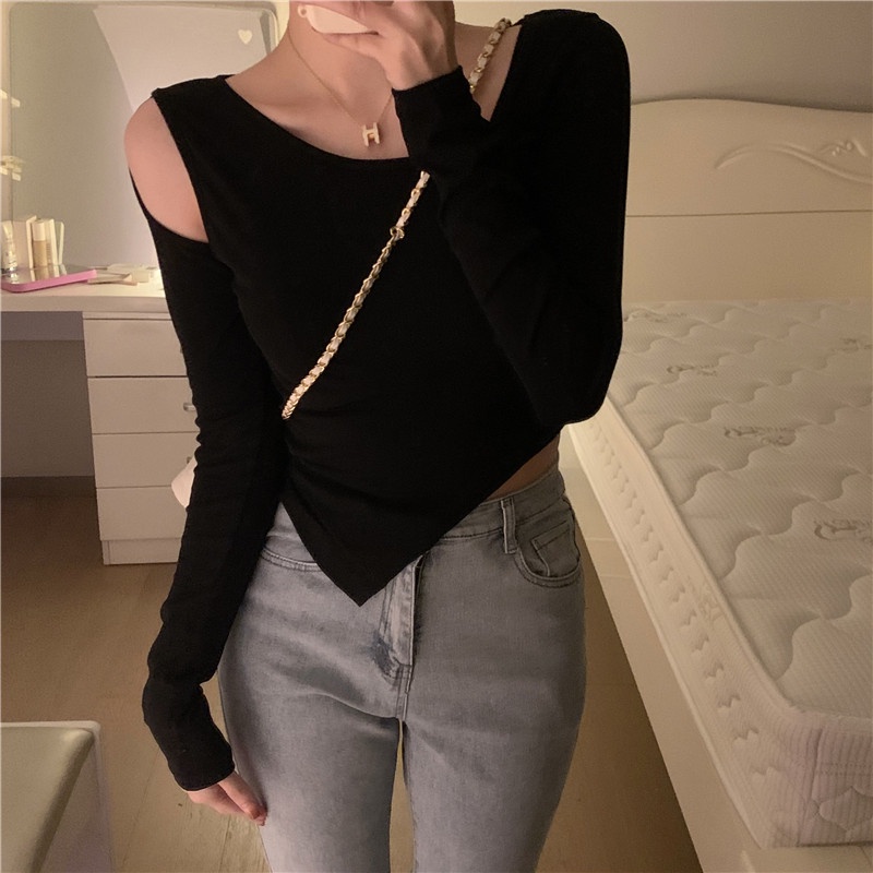 SUXI Áo Thun Tay Dài Màu Sắc Đơn Giản Dễ Phối Đồ Cho Nữ