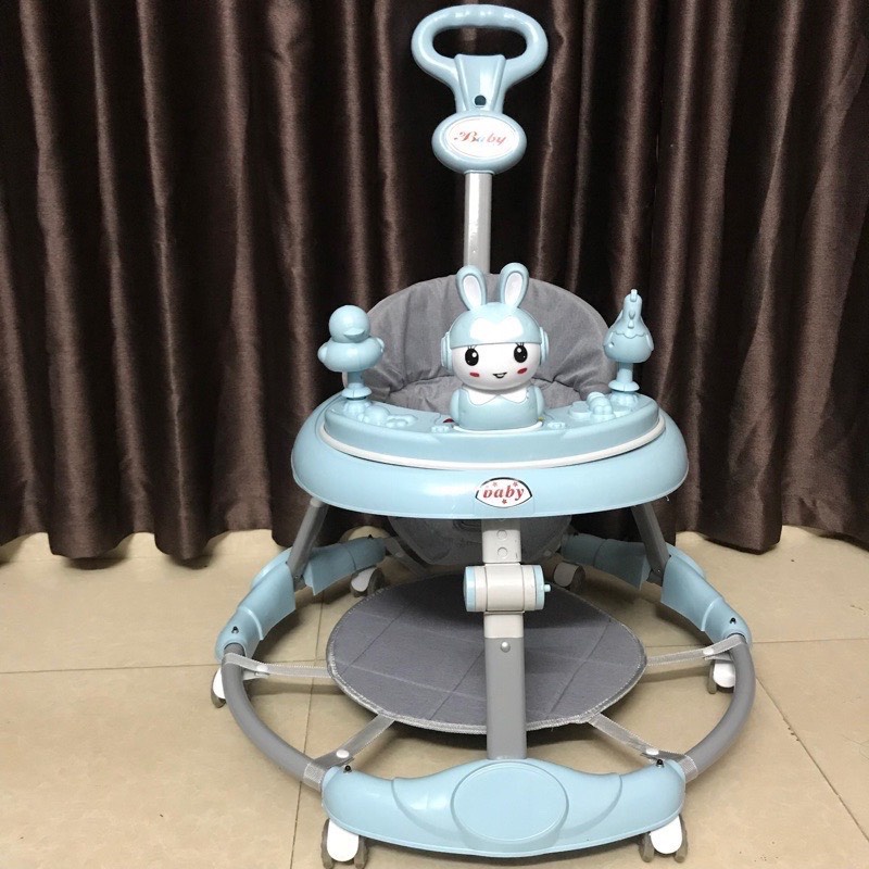 Xe tròn tập đi có tay đẩy- lót chân - nhạc-đèn-bàn ăn dặm khung kim loại siêu xịn hàng loại 1