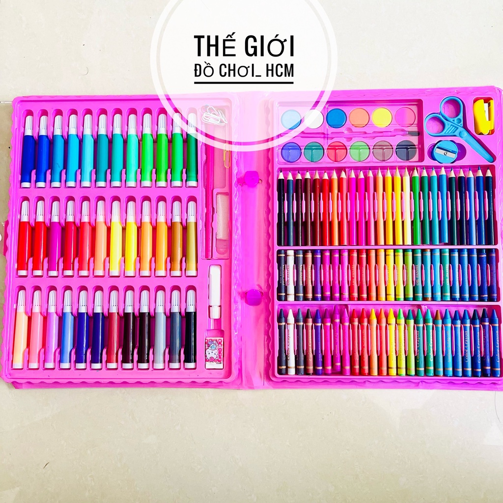 [HÀNG THẬT- CLIP THẬT] Đồ chơi hộp bút màu đa năng lớn 150 chi tiết dành cho bé yêu học vẽ, tô màu đầy sáng tạo.