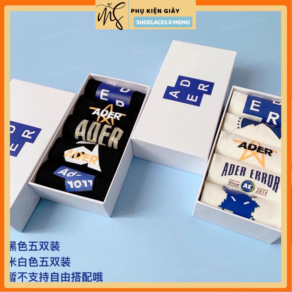 Tất ngắn cổ nam nữ Ander set 5 đôi fullbox,tất dệt kim chất lượng cao Memolaces