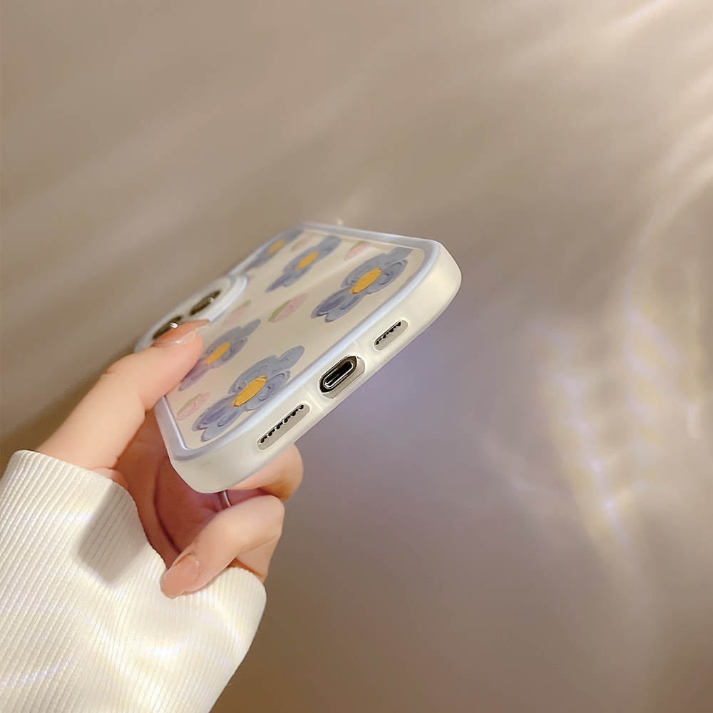 Ốp Điện Thoại TPU Mềm Chống Sốc Họa Tiết Hoa Màu Xanh Dương Cho iPhone 11 12 13 Pro max mini XS max xr 7 8 se2020 plus