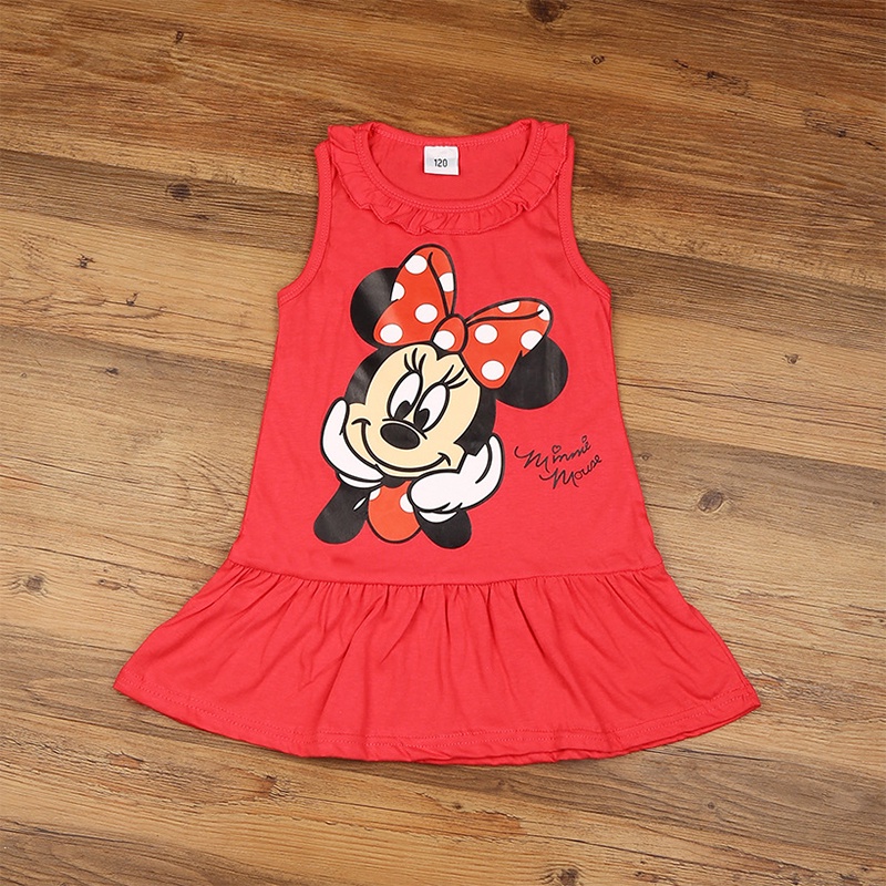 Đầm Xòe In Hình Chuột Minnie Xinh Xắn Cho Bé Gái akku