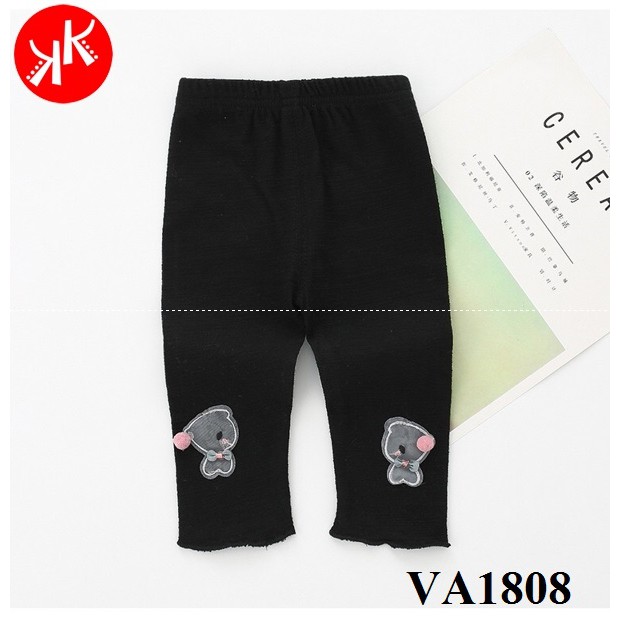 Quần legging lửng mùa hè bé gái bé cún con bông hồng
