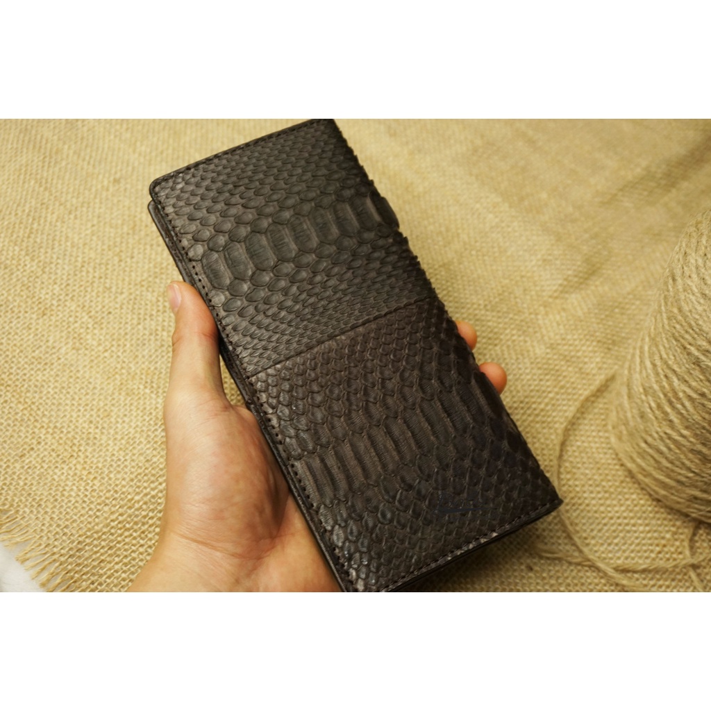 Ví da thật Babu Handmade, ví nam dài cầm tay da trăn, bóp cầm tay nữ hàng hiệu WL175