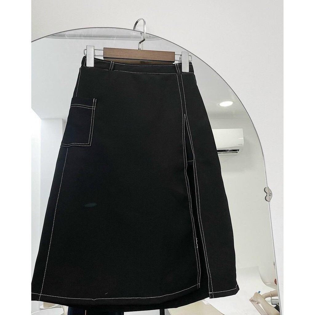 Chân váy chữ A giả jeans xẻ tà dáng suông ulzzang | BigBuy360 - bigbuy360.vn