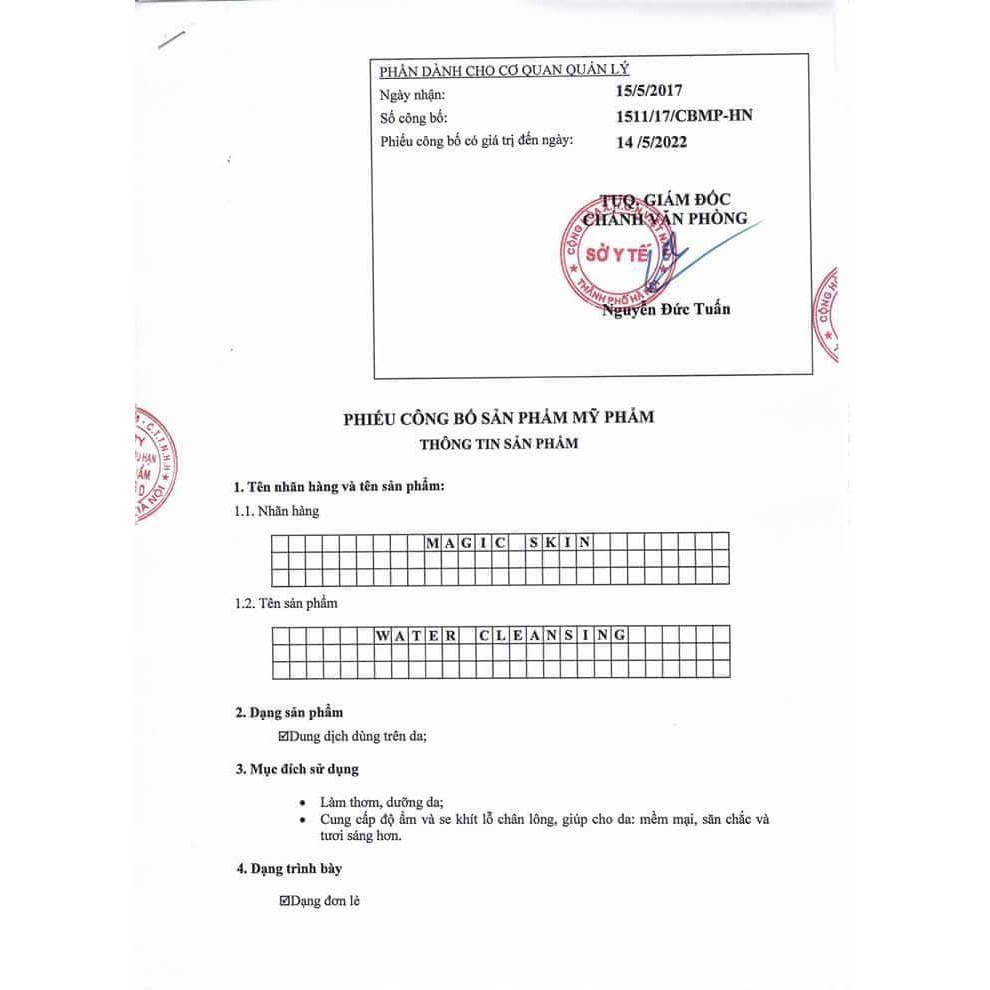 Nước hoa hồng Magic Skin Water Cleansing ngăn ngừa lão hóa cho da trắng Magic Skin | BigBuy360 - bigbuy360.vn