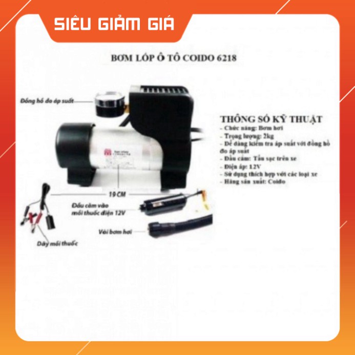 RE3 BƠM LỐP XE Ô TÔ COIDO 6218 HÀNG CAO CẤP