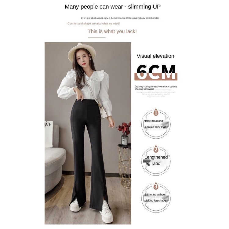 Quần dài lưng cao ống loe màu sắc đơn giản dành cho nữ