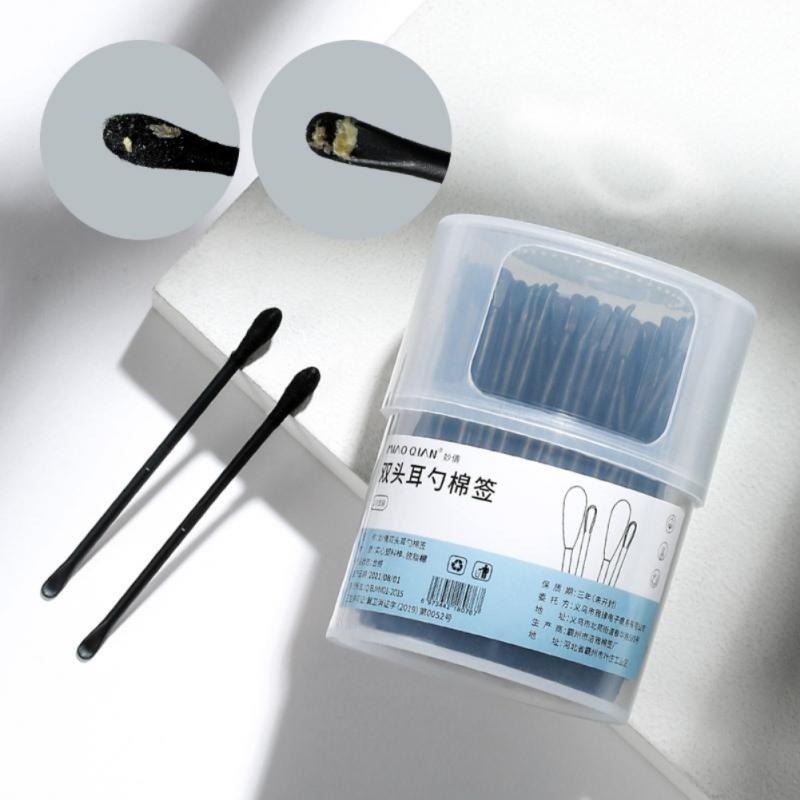 100 Cái / Hộp Bông Tai Bằng Nhựa Cho Bé Thìa Bông Tăm Bông Làm Sạch Giấy Thấm