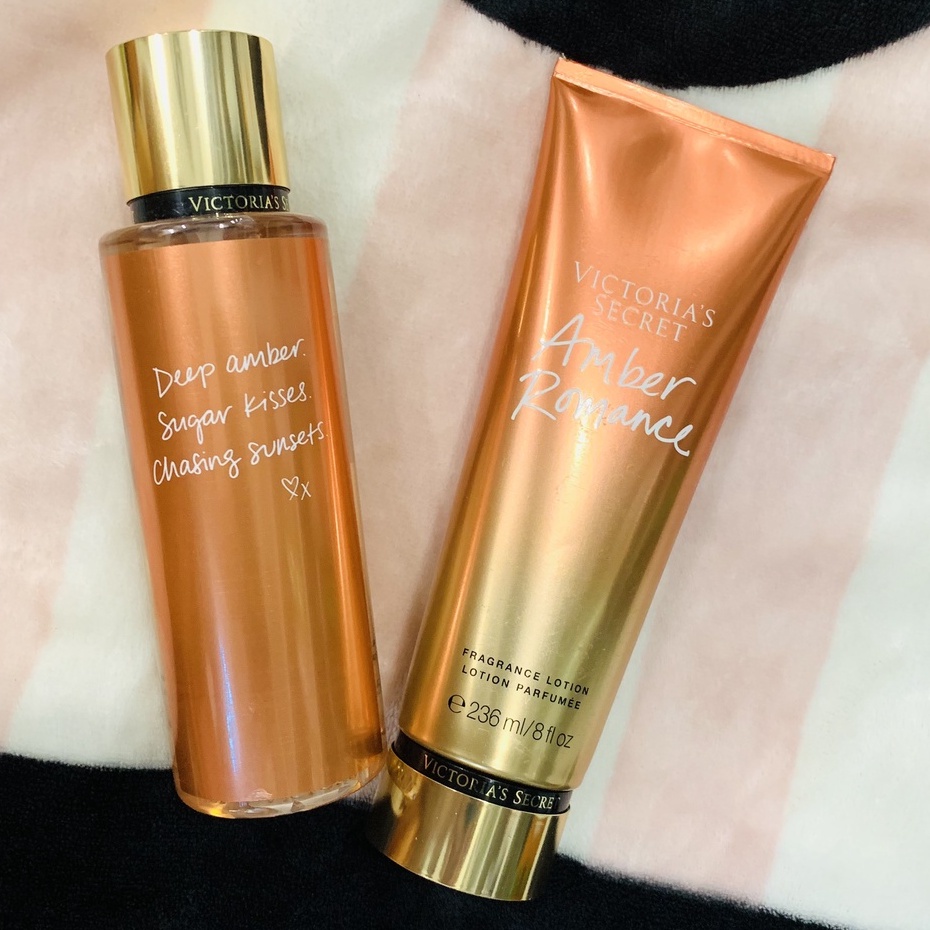 Xịt Thơm + Dưỡng thể nước hoa - Lotion Victoria Secret Amber Romance Fragrance 250ml | BigBuy360 - bigbuy360.vn