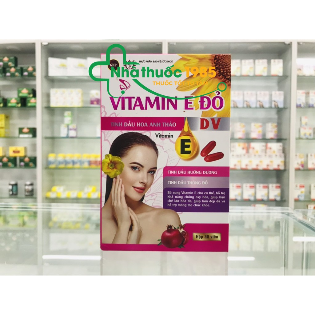 Vitamin E đỏ 400mg -tinh dầu hoa anh thảo- tinh dầu hướng dương-tinh dầu thông đỏ đẹp da, nám da, sạm da