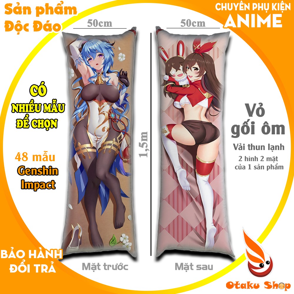 {48 mẫu Dakimakura} Vỏ Gối ôm Anime Game Genshin Impact siêu to dài 1,5mx50cm hàng có sẵn và đặt theo yêu cầu