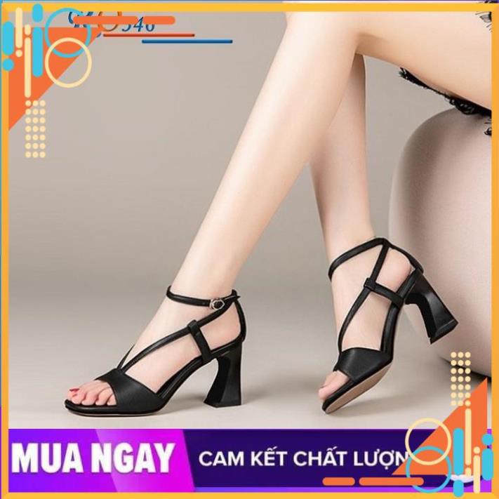 [Freeship] Giày cao gót nữ đẹp đế vuông 7cm hàng hiệu rosata hai màu đen trắng ro346