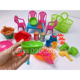 (Giá rẻ) Túi đồ chơi nhà bếp- coca- bàn ghế- nồi chén- giỏ đi chợ