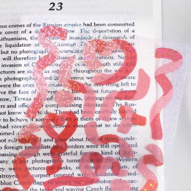 Sticker ribbon confetti hologram toploader nơ kim tuyến dán trang trí sổ tay