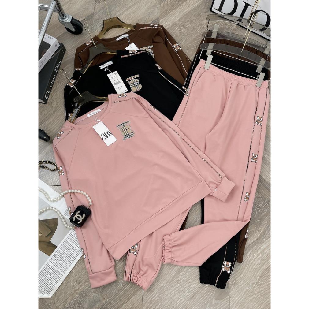 [ 𝐅𝐑𝐄𝐄 𝐒𝐇𝐈𝐏 ]  SÉT BỘ NỈ IN HÌNH CON GẤU DỄ THƯƠNG