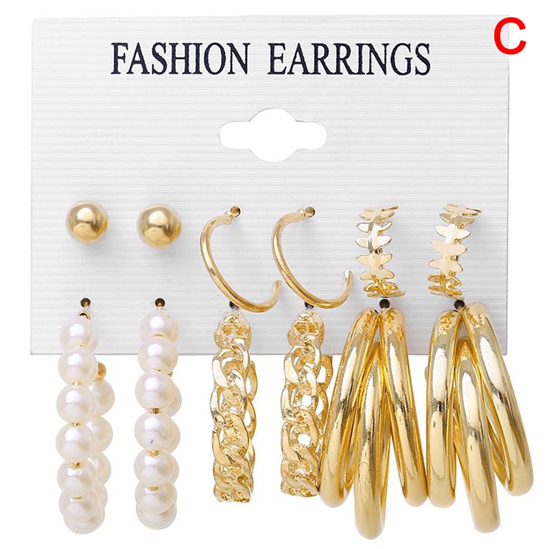 Set 9 cặp khuyên tai hình hoa đính hạt ngọc trai pha lê sang trọng cho nữ