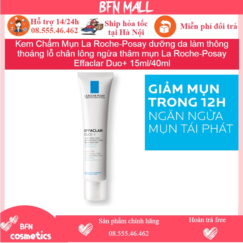 Kem Chấm Mụn La Roche-Posay dưỡng da làm thông thoáng lỗ chân lông ngừa thâm mụn La Roche-Posay Effaclar Duo+ 15ml/40ml