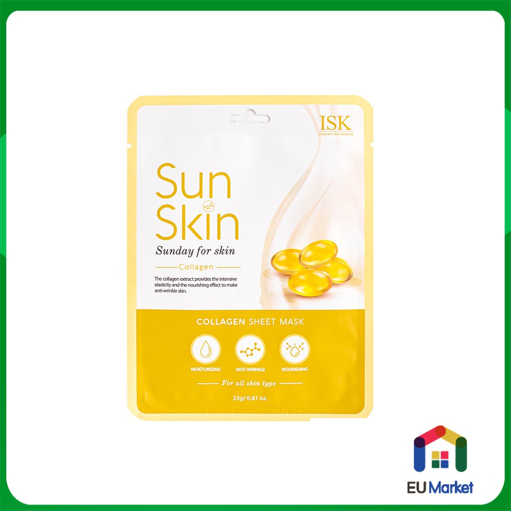 Mặt Nạ Collagen Sun Skin dưỡng ẩm, sáng da, chống lão hóa Hàn Quốc