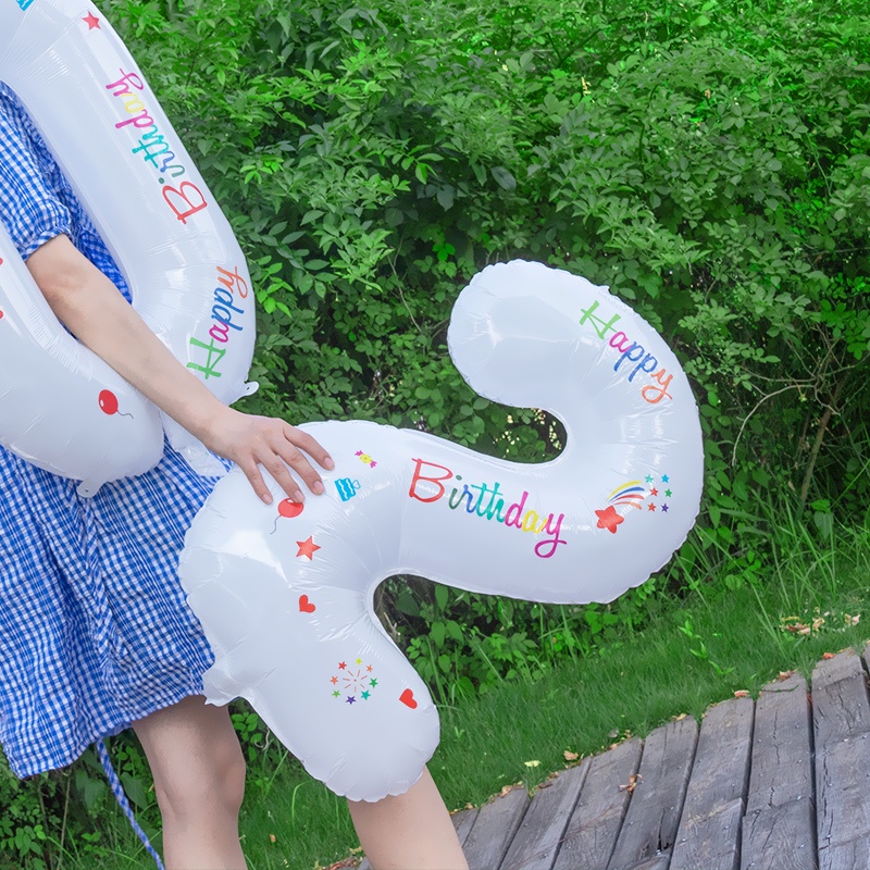 Bóng Số Trắng Đen Trang Trí Sinh Nhật