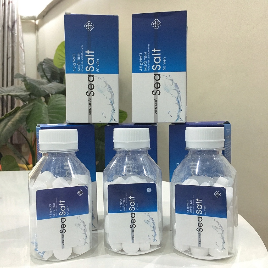 Viên Muối Tinh SEASALT NaCl 0,9%, Viên Muối Sinh Lý Tự Pha Dung Dịch Nước Muối Dễ Dàng, Súc Miệng Hàng Ngày – Lọ 50 Viên