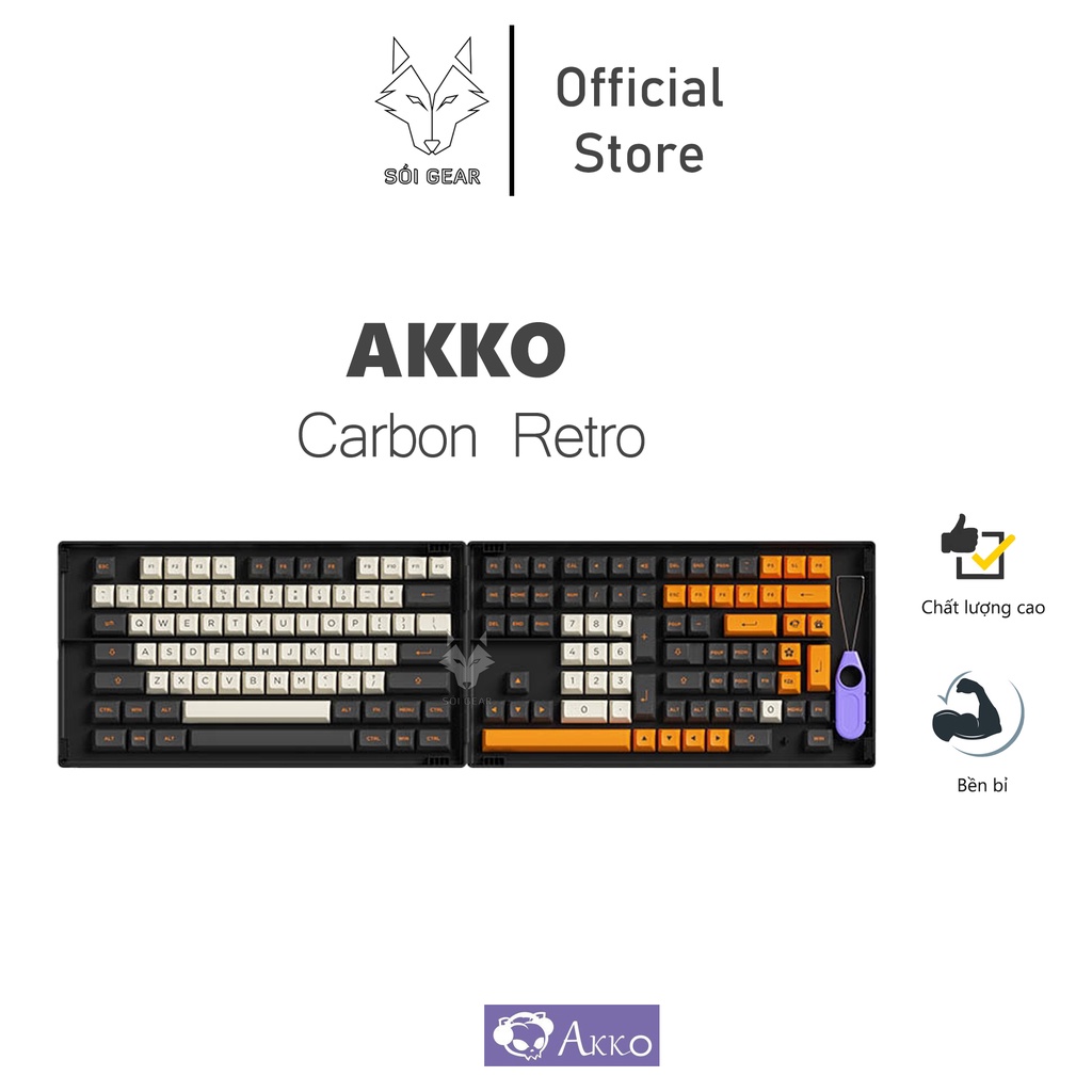 AKKO Keycap set – Carbon Retro (PBT DoubleShot/ASA profile/158 nút)