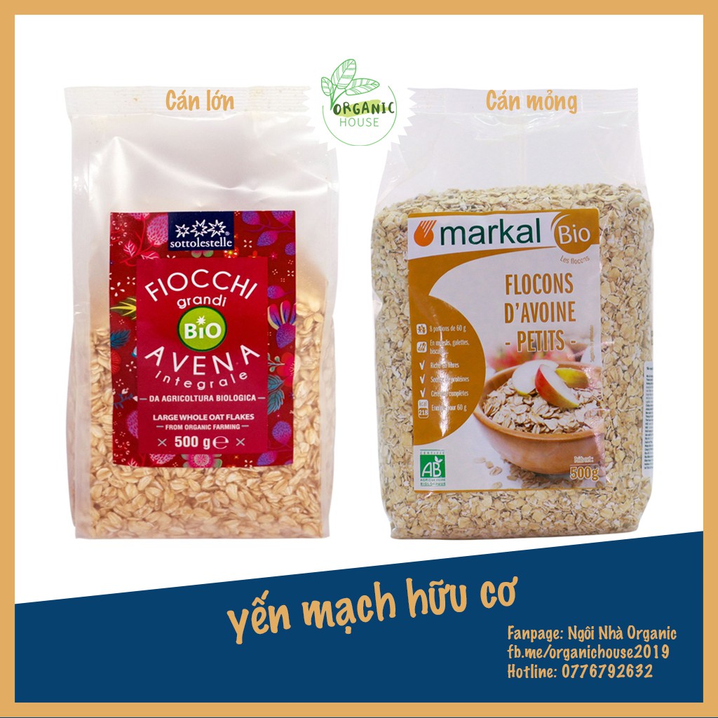 500g Yến mạch hữu cơ cán mỏng/cán lớn Small/Big Oatmeal
