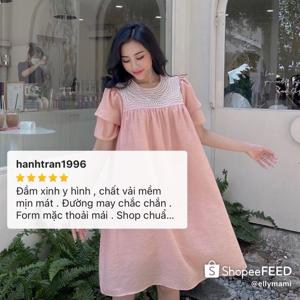 Đầm Bầu , Suông Voan Đính Viền Ngọc Mặc Thoải Mái Suốt Thai Kì &amp; Sau Sinh Thiết Kế Cao Cấp