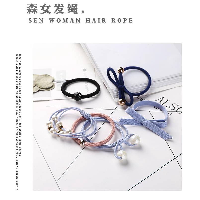 Set 12 dây buộc tóc đơn giản Hàn Quốc dễ thương kèm hộp